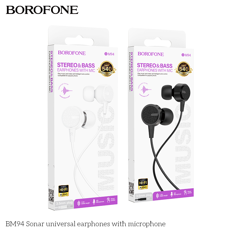 BOROFONE BM94 Sonar wired earphones with mic NZ 8